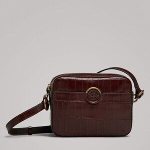 Massimo Dutti Leather Crossbody Bag With Mock Croc Finish